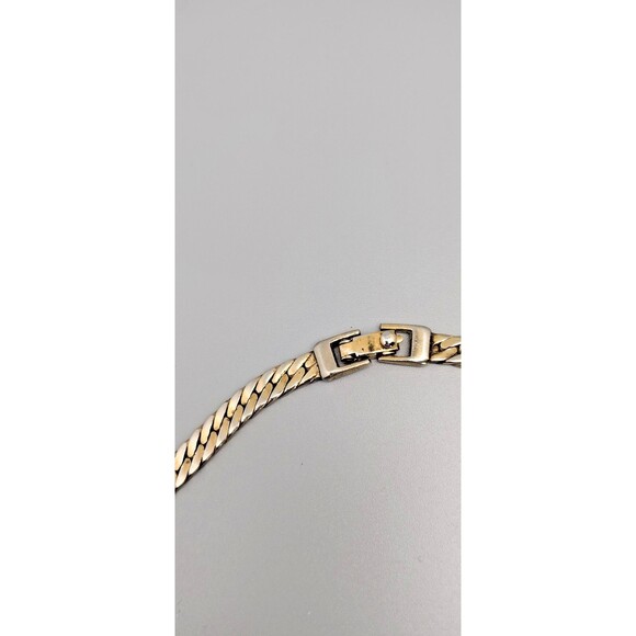 Vintage Signed Monet Necklace Herringbone Chain Link Gold Tone 15" Flat READ - Picture 4 of 6